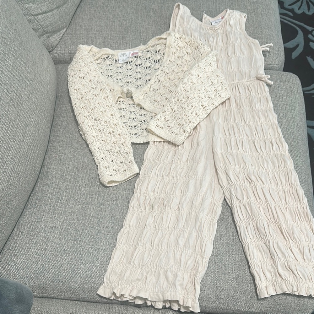 Zara Cream Knit Cardigan and overall